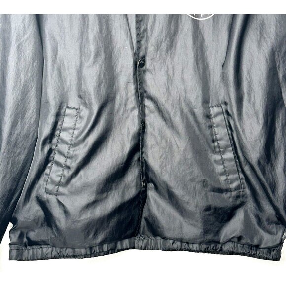 Brixton Supply Mens Windbreaker Jacket Lightweight Snap Button Lined Black Small - Picture 4 of 16